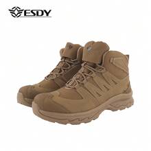 ESDY Men's Outdoor Hiking Boots, Anti-Slip Wear-Resistant Trekking Shoes, Thick Anti-Collision Mesh Breathable Tactical Boots - Khaki - View 3