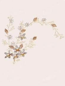 Casual Elegant Floral Headband, Suitable For All Seasons,Summer,Beach,Wedding - Gold - View 3