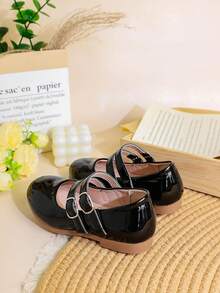 1 Pasang Sepatu Flat Elegan Minimalis Gaya Inggris Warna Polos untuk Anak Perempuan, Cocok untuk Pemakaian Sehari-hari, Musim Semi/Panas - Hitam - View 6