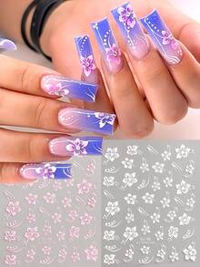 4/2片装夏威夷芙蓉花3D美甲贴纸，可爱Y2K风格美甲贴花，自粘美甲沙龙配件，美甲用品 - 彩色 - 查看 22