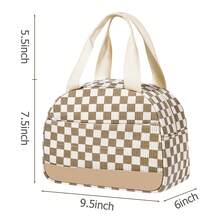1pc Corduroy Insulated Lunch Bag, Reusable Lunch Box To Keep Food Fresh And Delicious, Unisex Waterproof Thermal Lunch Tote With Zipper, Suitable For School, Work, Home, Travel, Picnic, Camping, Khaki Plaid - Khaki - View 2