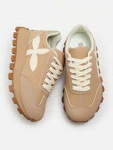 Hestia Women's Sports Sneakers With Thick Sole - Khaki - View 3