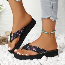 Dép xỏ ngón đế bằng mùa hè dành cho nữ, dép lê mùa hè nhẹ, dép đi biển ngoài trời. - màu đen - Xem 9