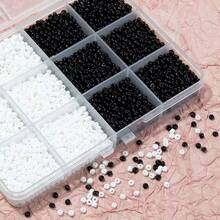 6000颗黑白3毫米小玻璃珠，适用于珠宝制作、DIY手链、项链、耳环、钥匙扣和创意礼品 - 彩色 - 查看 3