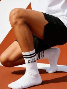 Striped "Do Not Disturb" Letter Pattern Casual Ankle Socks, Suitable For Holidays And Sports - Multicolor - View 3