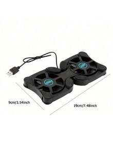 2-In-1 Portable USB Mini Laptop Cooling Stand, Foldable Laptop Cooling Pad With Fan Design, Matte Surface, Suitable For 7-15 Inch Laptops, USB Type-C Powered, Plastic Material - View 2