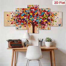 Conjunto de 5 pôsteres botânicos grandes, arte abstrata em tela para parede, impressões em tela de árvores coloridas, pôsteres emoldurados da Árvore da Alegria para sala de estar, quarto, escritório, presente para o Dia das Mães e decoração de casa. - Árvore colorida - Ver 6