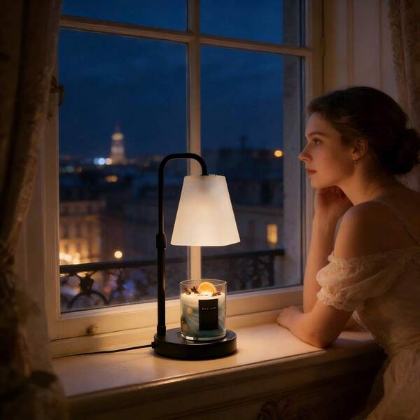 Stylish Frosted Lampshade Electric Candle Warmer Lamp, Height Adjustable Dimmable Wax Melter With Timer Function & GU10 Bulb Included, Versatile Home Accent Lamp For Bedroom Nightstand Vanity Living Room Office Side Table, Great Gift For Mother's Day Valentine's Day Birthday
