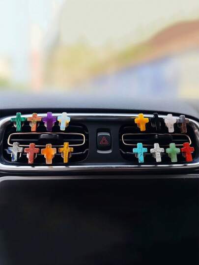 1个汽车内饰十字形出风口装饰件，汽车空调出风口装饰件