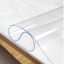 1.0mm High-Definition Transparent PVC Odorless Desk Mat, Heat-Resistant, Washable Crystal Table Cloth, Soft Glass Dining Table Mat - White - View 6