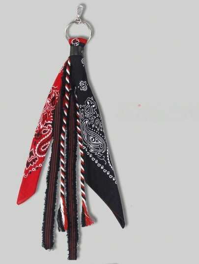 1 chiếc khăn quàng quần phong cách Hip-hop, khăn bandana họa tiết Paisley, kiểu dáng đường phố, unisex, có dây xích, phụ kiện trang trí quần.