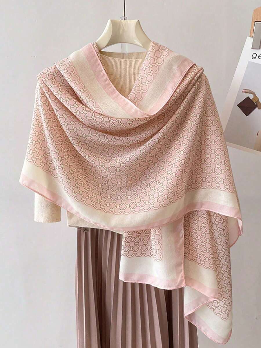 1 Khăn choàng dài in hình tròn, đơn giản, tiện dụng, đa năng - Nhiều màu - Xem 1