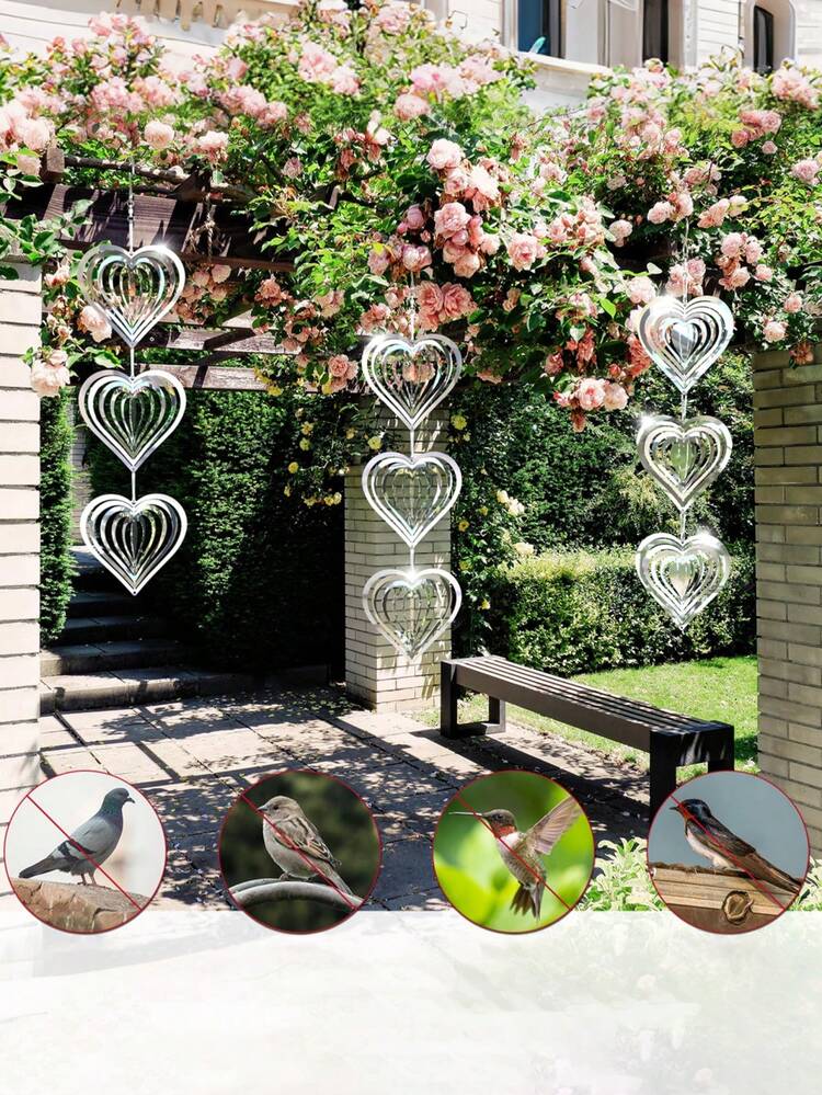 3件套 - 户外驱鸟器，反光猫头鹰风车，3D不锈钢驱鸟装置，可吓走鸟类和鸽子，户外悬挂式反光驱鸟器，适用于庭院、屋顶、花园，可将鸽子驱离您的房屋、庭院、果园，也可作为家居装饰、风铃装饰。 - 愛心 - 查看 2