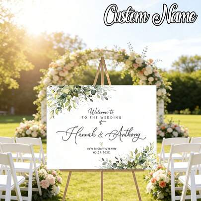 1 tấm bảng chào mừng đám cưới màu xanh lá cây cá nhân hóa, áp phích canvas không khung có thể tùy chỉnh - Bảng chào mừng đám cưới màu xanh lá cây, áp phích chào mừng đám cưới cây bạch đàn trang nhã, bảng chào mừng đám cưới cây cối có thể in, mẫu bảng chào mừng đám cưới màu xanh lá cây có thể tùy chỉnh