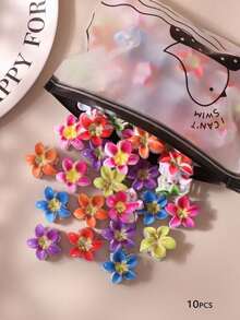 10/20/30 piezas Pinzas para el cabello con flores margaritas en estilo tie-dye, pinzas minimalistas para el flequillo y los lados, pinzas pequeñas para el cabello para mujeres (color aleatorio) - Multicolor - Ver 8