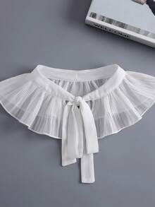 1 Pc French-Style Gentle Pleated Lace Collar With A Frill, And A Cape-Like Shawl That Enhances The Layering Effect Of The Outfit, A Delicate Accessory.,Festival,Travel - White - View 9
