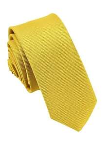 1pc Men's Solid Yellow Fashionable High-Density Business Tie, Suitable For Party, Date, Daily, Travel Outfit - Yellow - View 3