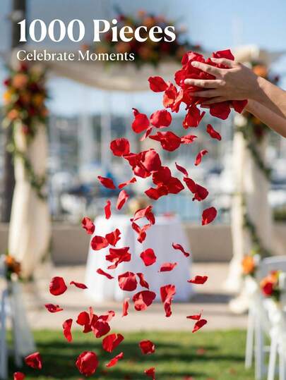 1000Pcs Artificial Rose Petals Fake Flower Petals For Wedding Ceremony Aisle Decor Bridal Shower Engagement Party Decoration Romantic Rose Petals For Proposal Anniversary Valentine's Day Home Decor