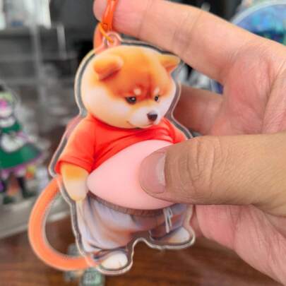 Móc khóa hình chú chó hoạt hình mềm mại, sáng tạo, trang trí giúp giảm căng thẳng, thẩm mỹ, phù hợp cho thanh thiếu niên và người lớn.
