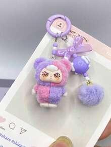 1pc Cute Cartoon Plush 3D Keychain/Car Or Bag Pendant, Creative Gift Suitable For Students And Daily Use - Multicolor - View 5