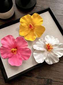 9 Pieces Of Hawaiian Flower Hairpins In Random Colors, Women's Artificial Flower Hairpins, Suitable For Holiday Beach Parties, Summer Tropical Floral Hair Accessories, Girls' Holiday Gifts, Flat Claw Clips, Hair Slides, Hair Claws, Head Accessories - View 5