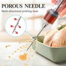 Plastic Meat Injector Kit For Smoker With 3 Flavor Food Syringe Needles, Ideal For Injecting Marinade Into Turkey, Meat, Brisket; 1-OZ; Including Paper User Manual, Recipe E-Book (PDF) - Black - View 2