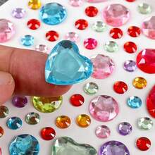 Autocollants de strass colorés de formes et de tailles variées, autocollants décoratifs pailletés à dos plat pour le visage, le corps, les ongles, la décoration de bijoux faits main, look de concert, pierres de visage - Multicolore - Voir 4