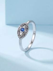 1pc 925 Sterling Silver Evil Eye Ring, Eternal Ring, Delicate Jewelry Gift, Daily Accessory, Engagement/Wedding Gift - Style 4 - View 5