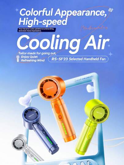 REMAX Quạt cầm tay RS-SF23 trong suốt như pha lê, pin dung lượng lớn 3000mAh, 5 tốc độ gió, quạt mini di động ngoài trời, làm mát tốc độ cao, thiết kế luồng gió êm ái.