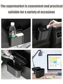 1pc Mini Car Trash Can With Lid, Waterproof Leak-Proof, Includes 15pcs Random Color Garbage Bags, Convenient Hygienic Car Accessory, Door-Mounted Storage Box, Car Storage Container, Car Side Door Hanging Storage Box, Mini Creative Car Trash Can, Hanging Car Trash Can, Can Be Hung On Car Door For Storage And Organization - Multicolor - View 7