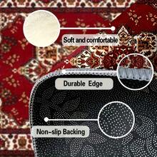 Luxurious Bohemian Persian Mat - Non-Slip Backing, Machine Washable Polyester Mat With Red & Golden Floral Pattern, Plush  For Living Room, Bedroom - 16*24 inch/40*60 cm - Xem 11
