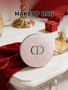 Dior Women's Pink Leather Clutch Bag With Double-Sided Makeup Mirror - Genuine Countertop Quality, Portable Makeup Mirror With Silver Logo, Easy To Fit In Handbag, Perfect Gift For Women And Makeup Enthusiasts - Pink - View 2