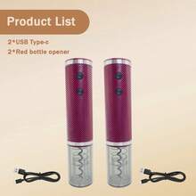 Feizsmile （1个/2个套装）电动开瓶器，USB充电式自动开瓶器，小巧精致，一键操作，可重复使用，适用于家庭、厨房、派对、酒吧、婚礼，便携式电动开瓶器（黑色/红色） - 紅酒開瓶器 - 查看 11