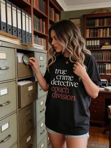 Women'S T-Shirt True Crime Detective Couch Division - Black - View 3