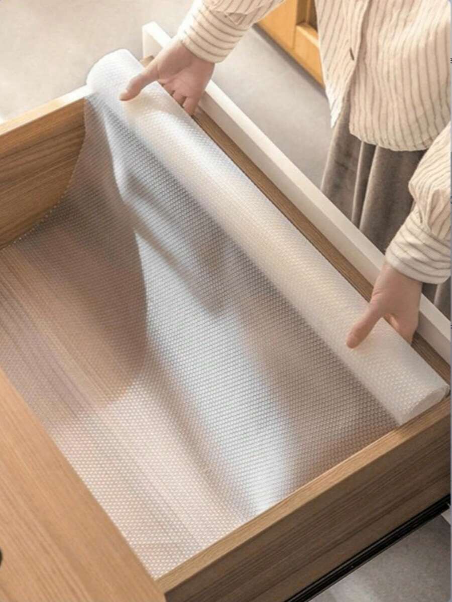 1 Roll Of Kitchen Cabinet Gaskets With Oil And Moisture Resistance, Which Can Be Cut To The Desired Size As Needed, Suitable For Shelves, Drawers, Cabinets, Refrigerator Shelves, Table Pads, Etc. - White - View 1