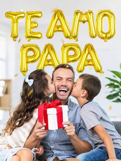 9pcs/Set "TE AMO PAPA" Letter Balloon Banner Set (Multi-Color Black Gold Silver), I Love You Balloons, Suitable For Father's Day Party, Celebration Decor And Father's Day Gift, Indoor Photography Background Decor, "TE AMO PAPÁ" Balloons, Best Father's Day Decoration
