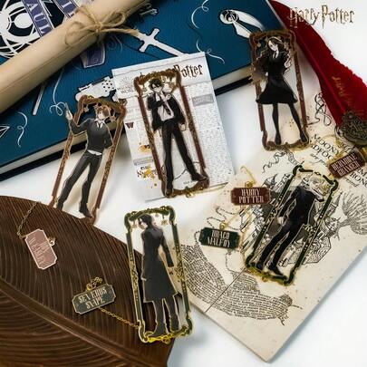 Harry Potter Comic-Style Metal Bookmark, Wand-Themed Design Showcasing , Hermione Granger, Ron Weasley, , And Snape Elegant Cut-Out Bookmark With Nameplate Tail Link, Perfect For Book Lovers, Collectors, And Daily Use[Officially Licensed]
