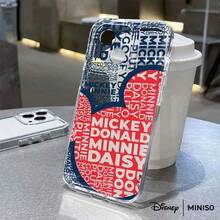 Miniso 1个迪士尼米奇字母图案复古设计手机壳，兼容iPhone 17/17 Pro/17 Pro Max/17 Air/16/15/14/13/12/11/X系列，iPhone 17 Pro Max手机壳，iPhone 17 Pro手机壳，iPhone 17手机壳，送给女朋友的圣诞礼物 - 透明的 - 查看 2