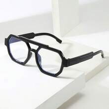 男士复古双梁大框休闲商务时尚平光眼镜（1副） - 黑色平光鏡 - 查看 7