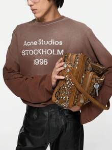Acne Studios 1996 Logo T-Shirt Unisex Acne Studios STOCKHOLM 1996 Print Long Sleeve T-Shirt, Casual Crew Neck Tee For Men Women - Cà phê nâu - Xem 4