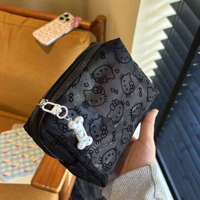 Transparent Mesh Cosmetic Bag, Cute Travel Portable Outdoor Makeup Organizer Pouch, Practical Coin Purse, Outdoor Cable & Miscellaneous Storage Bag, Portable Small Handbag
