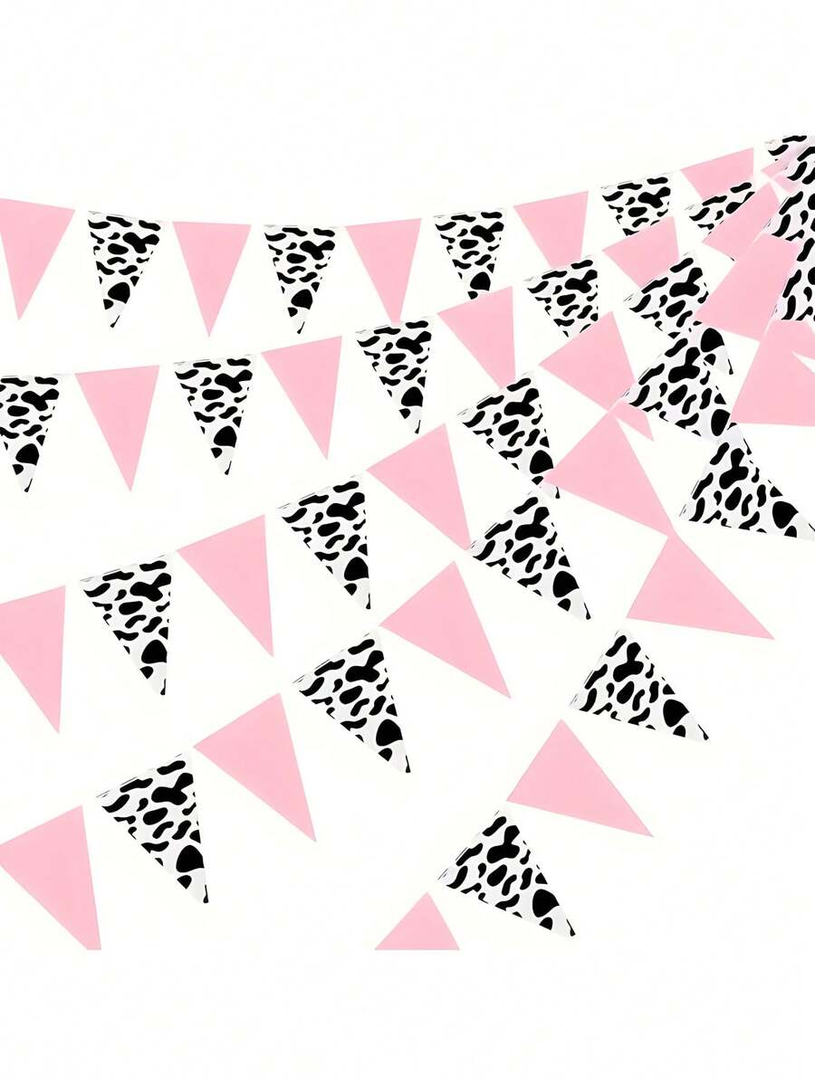 12pcs Pink Denim Triangle Pennant Flags, Western Cowgirl Party Decor ...