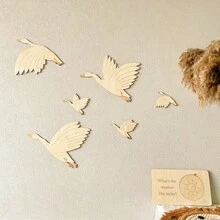 6pcs Cross-Border Wooden Goose Wall Decor, Nordic Style Flying Bird Wall Decoration, Home Children's Room Wooden Wall Sticker Decor - A - View 3