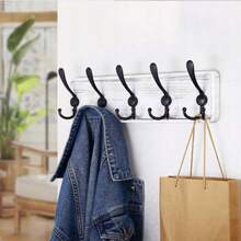 Porte-manteau mural en bois massif, installation avec ou sans perçage disponible. Disponible en 3 couleurs et plusieurs tailles, facile et sécuritaire à installer avec un design de suspension sans dommage. Convient pour la salle de bain, la cuisine, la chambre à coucher et plus, support de rangement robuste pour organiser les articles. - Blanc - Voir 10
