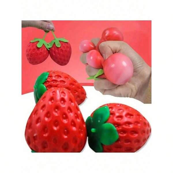 1 pieza Juguete de estrés con forma de fresa extra grande, pelota suave y realista para alivio de estrés, herramienta creativa de descompresión