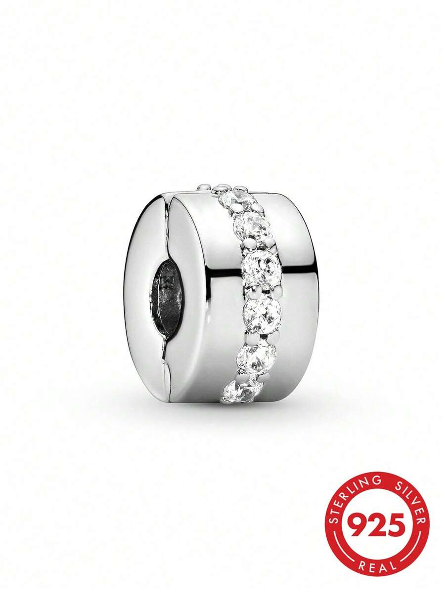 1 mặt dây chuyền hạt bạc 925 sáng bóng, thích hợp để làm vòng tay, lắc tay và tự làm trang sức cho nữ. - Bạc - Xem 1