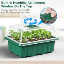 1个重型种子发芽盘，育苗盘，多功能园艺和家居维护工具，绿色植物花盆（适用于多肉植物），带保湿罩和托盘/户外12格套装，适用于蔬菜、花卉和香草种子繁殖系统，室内外均可使用。 - 12孔 - 查看 3