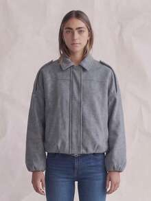 女士休闲飞行员夹克，秋冬款 - 深灰色 - 查看 1