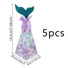 5个美人鱼主题生日派对礼品盒，鱼尾糖果盒，纸质包装盒，生日派对用品 - 盒子 - 查看 7