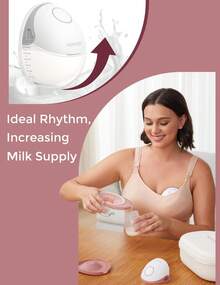 Momcozy Hands-Free Breast Pump For On-The-Go Use | M6, Portable Breast Pump For Optimal Milk Flow, Dual Seat Flange For Better Fit And More Discretion, 3 Modes And 9 Levels, 24 Mm – 1 Piece, Color: Red - 灰色 - 查看 4